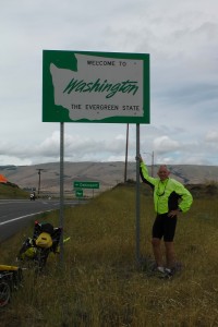 Entering the State of Washington just after crossing the Columbia River at The Dalles, OR.