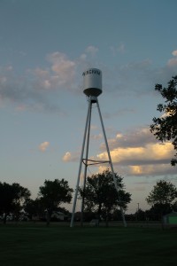 Camping under the water tower in Hingham, MT