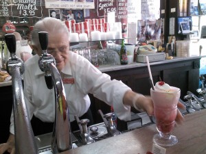 George Nopoulos serves up a raspberry float