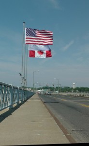 The U.S. / Canadian Border on the Peace Bridge.