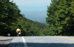 Joe crests the grade at Brandon Gap.